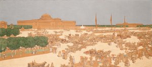 Målning av Jules Guerin från Proposed Plaza på Michigan Avenue (akvarell)