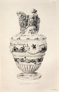 Den keramiska konstens historia: En beskrivande och filosofisk studie av keramik för alla åldrar och alla nationer: Spanien: Talavera de la Reyna- Faience- Ewer (Tavla X)