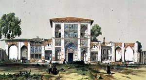 Det historiska palatset i Asterabad, Persien, skylt 84 från 