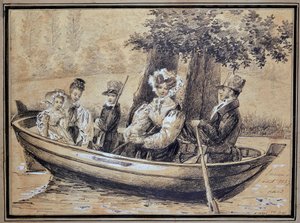 Ségurs familj (greven, grevinnan och deras barn) med båt - av J.H. Laure, augusti 1829 av Jules Laure