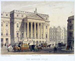 Mansion House exteriör, London, 1854