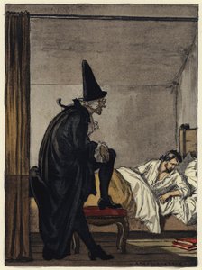 Illustration till Casanovas memoarer (färglitografi) av Jules Marie Auguste Leroux