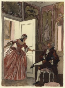Illustration till Casanovas memoarer (färglitografi) av Jules Marie Auguste Leroux