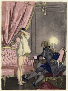 Illustration till Casanovas memoarer (färglitografi) av Jules Marie Auguste Leroux