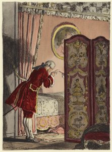 Illustration till Casanovas memoarer (färglitografi) av Jules Marie Auguste Leroux
