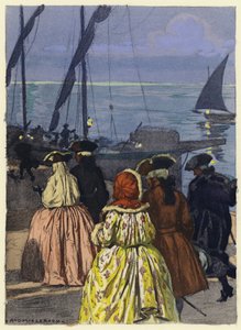 Illustration till Casanovas memoarer (färglitografi) av Jules Marie Auguste Leroux