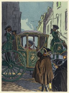 Illustration till Casanovas memoarer (färglitografi) av Jules Marie Auguste Leroux