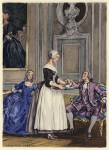 Illustration till Casanovas memoarer (färglitografi) av Jules Marie Auguste Leroux