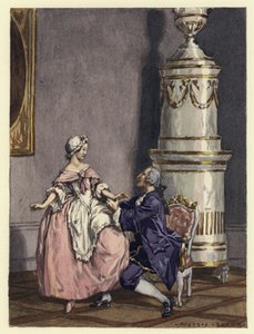 Illustration till Casanovas memoarer (färglitografi) av Jules Marie Auguste Leroux