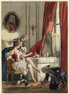 Illustration till Casanovas memoarer (färglitografi) av Jules Marie Auguste Leroux