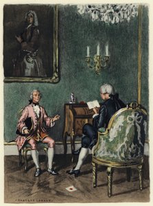 Illustration till Casanovas memoarer (färglitografi) av Jules Marie Auguste Leroux
