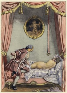 Illustration till Casanovas memoarer (färglitografi) av Jules Marie Auguste Leroux