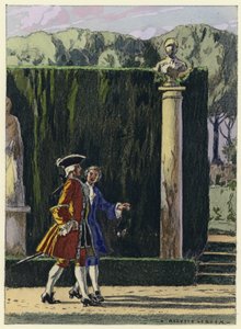 Illustration till Casanovas memoarer (färglitografi) av Jules Marie Auguste Leroux