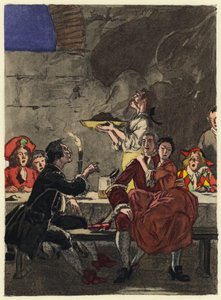 Illustration till Casanovas memoarer (färglitografi) av Jules Marie Auguste Leroux