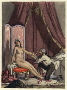 Illustration till Casanovas memoarer (färglitografi) av Jules Marie Auguste Leroux