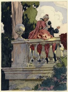 Illustration till Casanovas memoarer (färglitografi) av Jules Marie Auguste Leroux