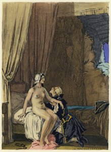 Illustration till Casanovas memoarer (färglitografi) av Jules Marie Auguste Leroux
