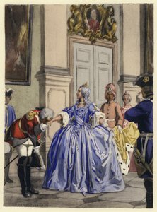 Illustration till Casanovas memoarer (färglitografi) av Jules Marie Auguste Leroux