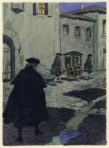 Illustration till Casanovas memoarer (färglitografi) av Jules Marie Auguste Leroux