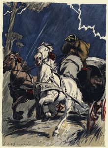 Illustration till Casanovas memoarer (färglitografi) av Jules Marie Auguste Leroux