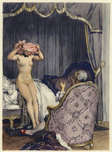 Illustration till Casanovas memoarer (färglitografi) av Jules Marie Auguste Leroux