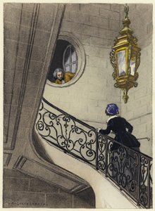 Illustration till Casanovas memoarer (färglitografi) av Jules Marie Auguste Leroux