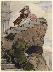 Illustration till Casanovas memoarer (färglitografi) av Jules Marie Auguste Leroux