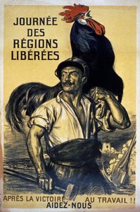 "Journee des Regions Liberees", affisch med reklam för återuppbyggnaden efter kriget
