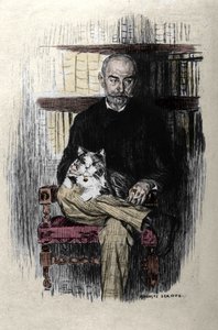 Porträtt av Joris Karl Huysmans (1848-1907), författare och litteraturkritiker. Teckning av Auguste Leroux (1871-1954). av Jules Marie Auguste Leroux