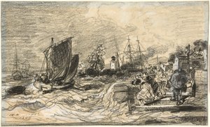 Bretons hamn med en storm som närmar sig av Jules Noël