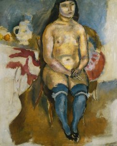 Asiatisk i blå strumpor; Asiatisk i blå strumpor, 1922 av Jules Pascin