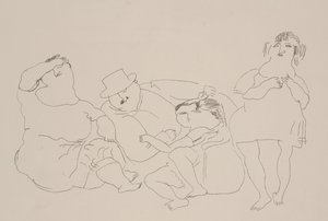 Familj, ca 1923-25 (litografi) av Jules Pascin