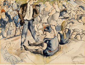 Figures on Beach, Coney Island, 1917 (wc på papper) av Jules Pascin