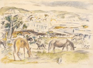 Hästar i landskapet av Jules Pascin