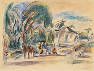 Landskap, hus och träd av Jules Pascin