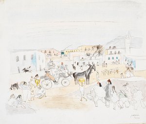 Landskap med vagn och figurer, Tunis av Jules Pascin