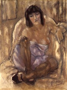 Sittande kvinna (olja på duk) av Jules Pascin