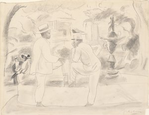 Två män i parken, Havanna av Jules Pascin