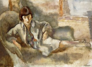 Kvinna på en soffa; Damen på soffan, c.1927 av Jules Pascin