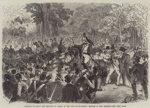 Försök att skjuta kejsaren av Ryssland i Bois de Boulogne, beslagtagande av mördaren av Jules Pelcoq