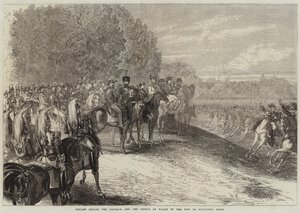 Genomgång inför kejsaren och prinsen av Wales i Bois de Boulogne, Paris