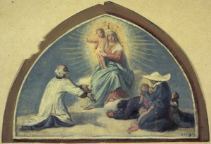 Jungfru Maria överlämnar Jesusbarnet till Sankt Vincent de Paul av Jules Richomme