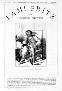 Fritz röker pipan - Frontispice av "" The Friend Fritz"", av Erckmann-Chatrian, ill. av Théophile Schuler
