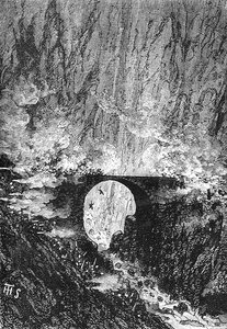 Suwarrows passage av St. Gothard, graverad av Stephane Pannemaker (1847-1930), från 