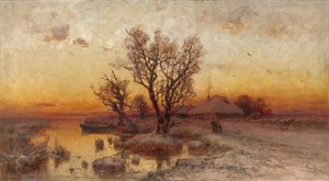 Solnedgång över en ukrainsk hamlet, 1915