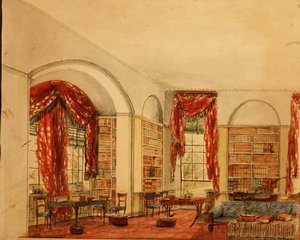 Sidovy av biblioteket i Aynhoe av Julia Cartwright