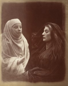 Den lilla novisen och drottning Guinevere i Almsburys heliga fattighus av Julia Margaret Cameron