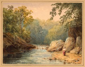 On the Emmet Burn, North Tyne (penna och wc på papper (på kort)) av Julia Swinburne