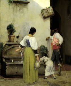 Vid vattentråget, 1876-1877. av Julian Alden Weir