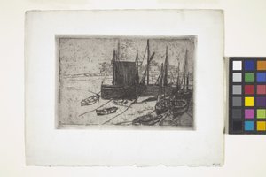 Båtar vid Port Erin - Isle Of Man (etsning) av Julian Alden Weir